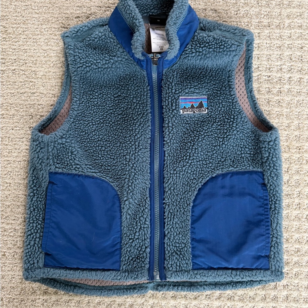 Patagonia Kids Fleece Vest in Blue and Gray